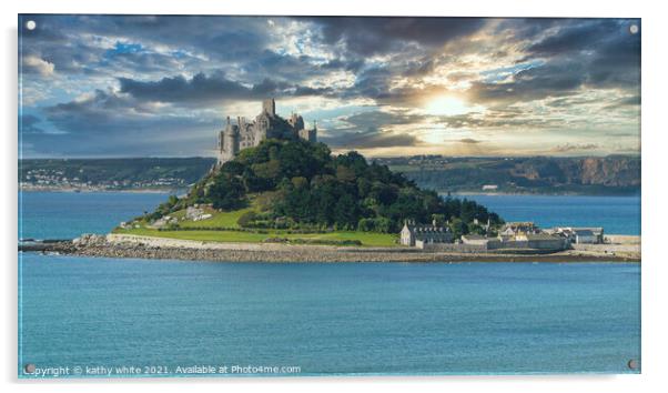 St Michaels mount Cornwall early morning Acrylic by kathy white
