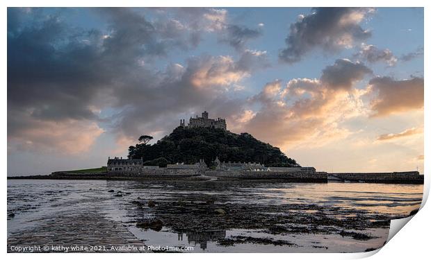 St Michael's Mount captured from the Causeway  Print by kathy white