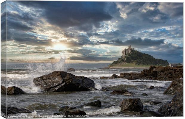 St Michaels mount Cornwall with a splash Canvas Print by kathy white