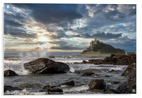 St Michaels mount Cornwall with a splash Acrylic by kathy white