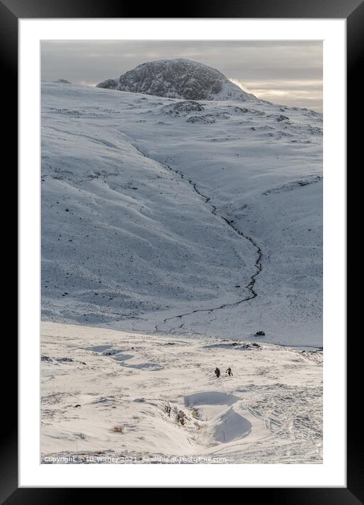 Great Gable in Winter Framed Mounted Print by Liz Withey