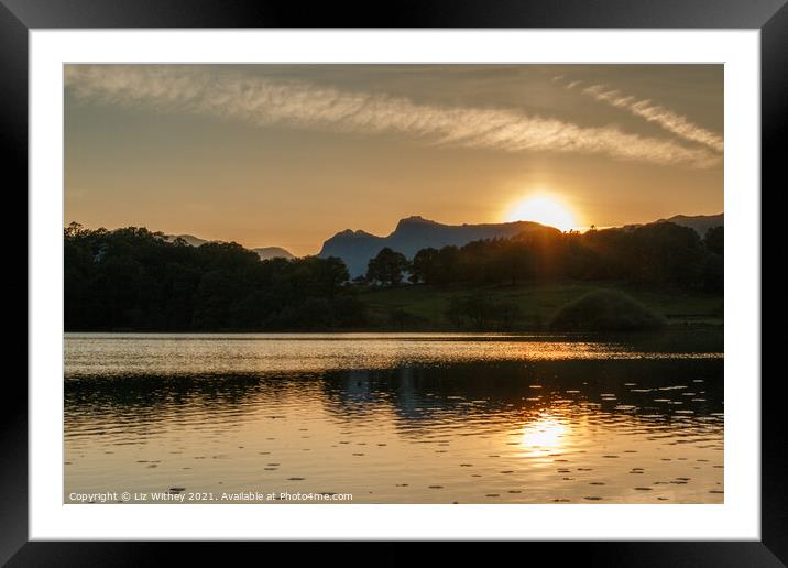 Sunset, Loughrigg Tarn Framed Mounted Print by Liz Withey