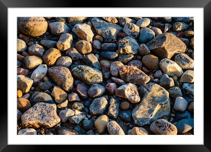Pebble stones on a beach at Vejle fjord, Denmark Framed Mounted Print by Frank Bach