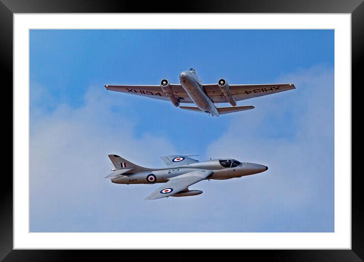 Canberra XH134 and Hunter XL557 Framed Mounted Print by Roger Green