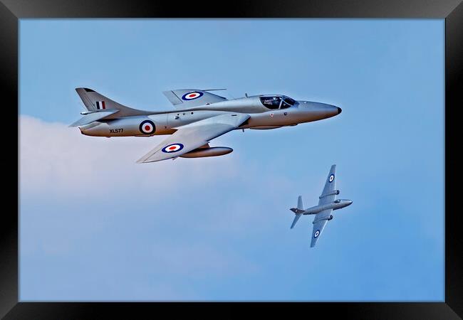 Canberra XH134 and Hunter XL557 Framed Print by Roger Green