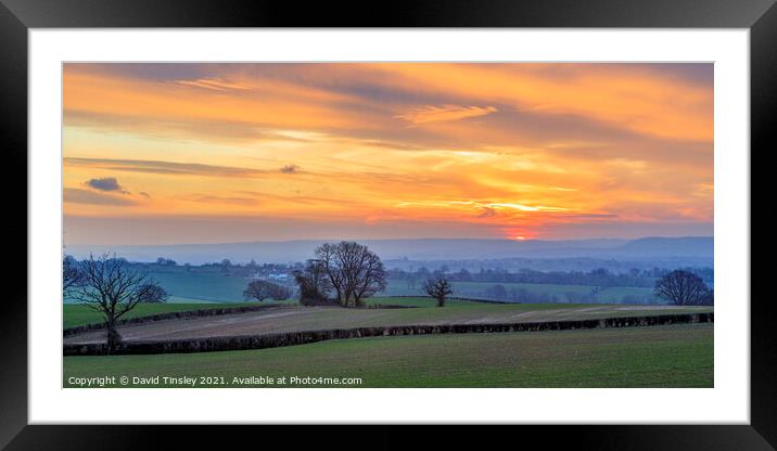 Winter Sunrise Panorama Framed Mounted Print by David Tinsley