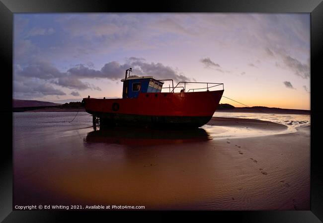 Little red boat blue Framed Print by Ed Whiting
