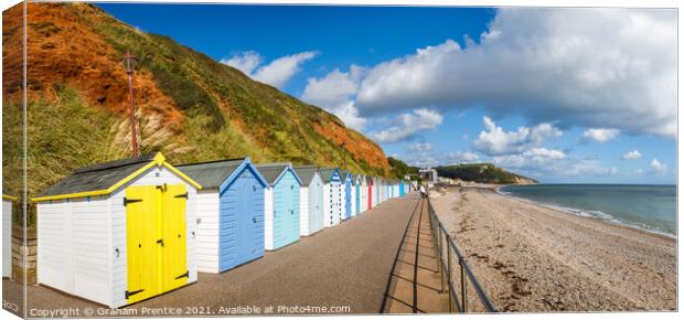 Beach Huts at Sidmouth Canvas Print by Graham Prentice