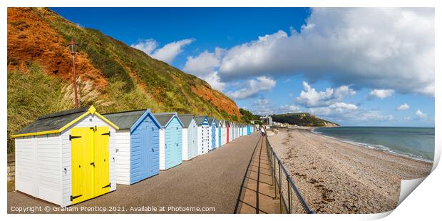 Beach Huts at Sidmouth Print by Graham Prentice