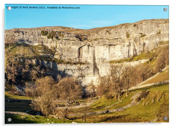 Malham Cove Malhamdale Yorkshire Dales In Winter  Acrylic by Nick Jenkins