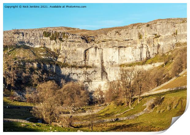 Malham Cove Malhamdale Yorkshire Dales In Winter  Print by Nick Jenkins