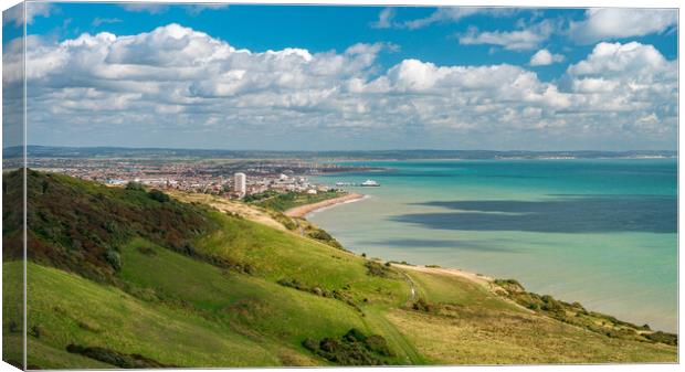 Panorama of the resort of Eastbourne in Sussex Canvas Print by Steve Heap