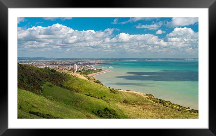 Panorama of the resort of Eastbourne in Sussex Framed Mounted Print by Steve Heap
