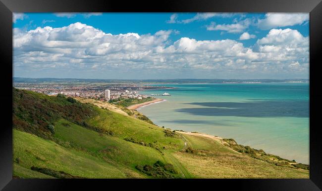 Panorama of the resort of Eastbourne in Sussex Framed Print by Steve Heap