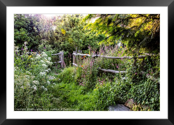 Gweek Cornwall, wildflower, garden fence, Framed Mounted Print by kathy white