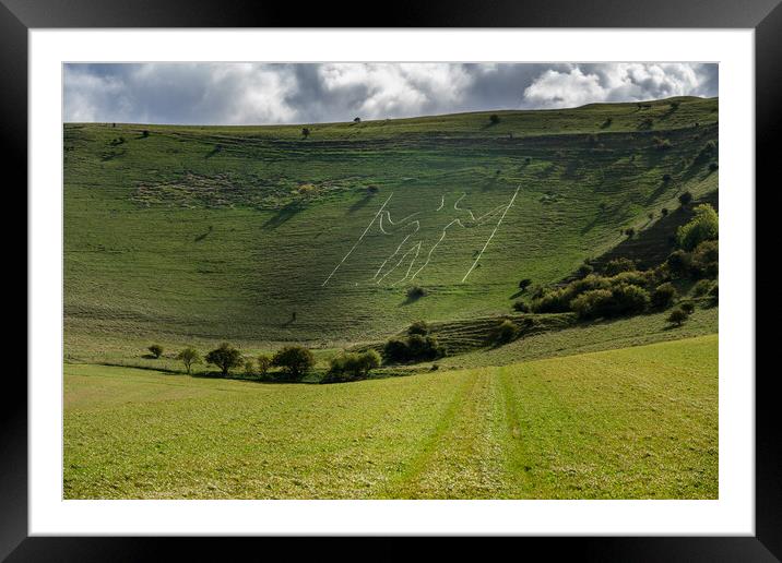 Wilmington Long Man in Cuckmere Valley near Eastbourne Framed Mounted Print by Steve Heap