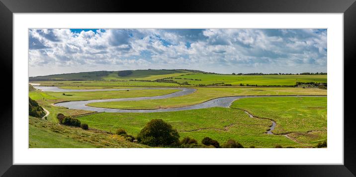Meandering Cuckmere River at Seven Sisters Country Park Framed Mounted Print by Steve Heap