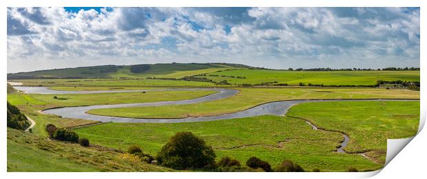 Meandering Cuckmere River at Seven Sisters Country Park Print by Steve Heap
