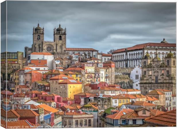 Porto Cathedral and the City Canvas Print by Viv Thompson