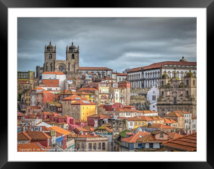 Porto Cathedral and the City Framed Mounted Print by Viv Thompson