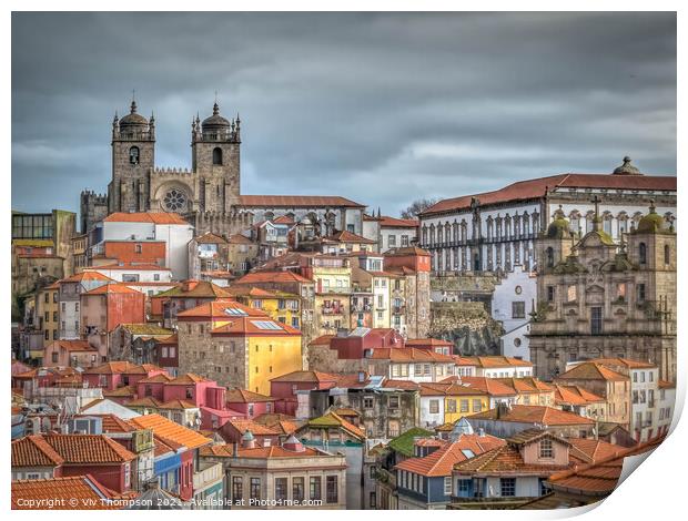Porto Cathedral and the City Print by Viv Thompson