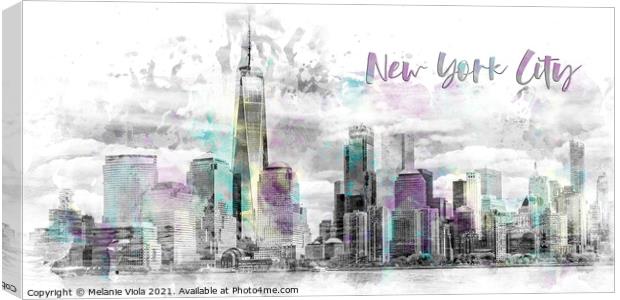Modern Art NYC Manhattan Skyline | jazzy watercolor splashes Canvas Print by Melanie Viola