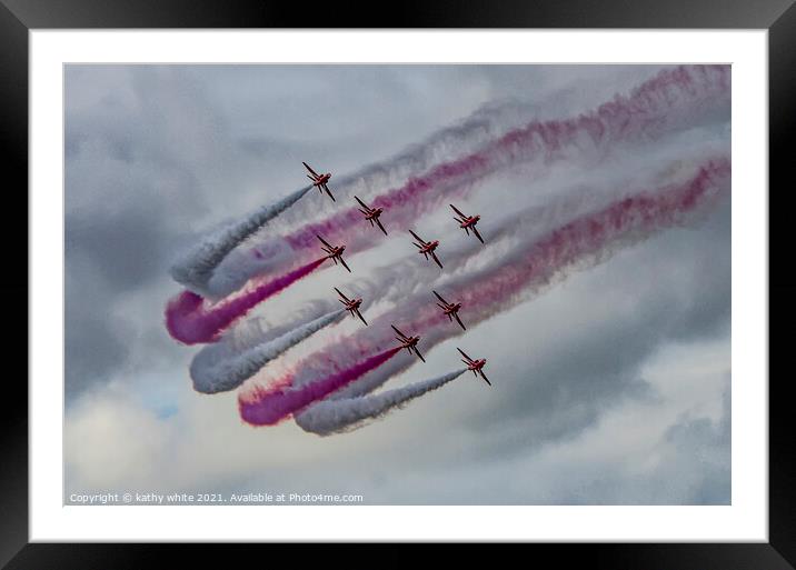 The Red Arrows Diamond Nine Framed Mounted Print by kathy white