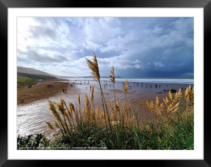 Storm over Woolacombe beach Framed Mounted Print by Jeanette Broughton