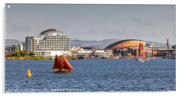 Cardiff Bay Scene Acrylic by Heidi Stewart