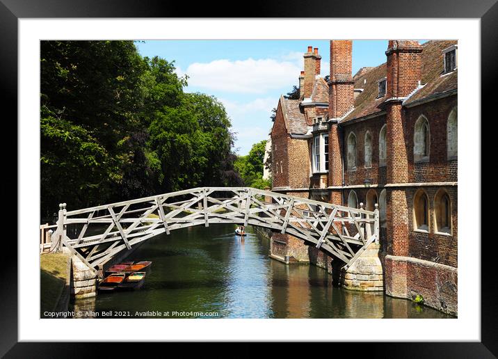Mathematical bridge over river cam Cambridge  Framed Mounted Print by Allan Bell