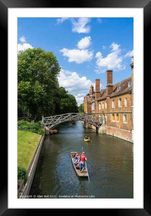 Mathematical Bridge Over River Cam to Queens colle Framed Mounted Print by Allan Bell