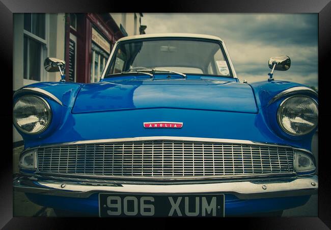 Blue Ford Anglia Framed Print by Duncan Loraine