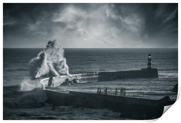 Seaham Pier in Black & White Print by Duncan Loraine