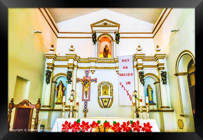 Basilica Altar Christmas Mission San Jose del Cabo Anuiti Mexico Framed Print by William Perry