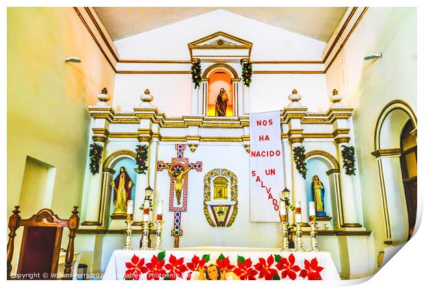 Basilica Altar Christmas Mission San Jose del Cabo Anuiti Mexico Print by William Perry
