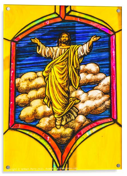 Jesus Resurrection Stained Glass Mission San Jose del Cabo Mexic Acrylic by William Perry