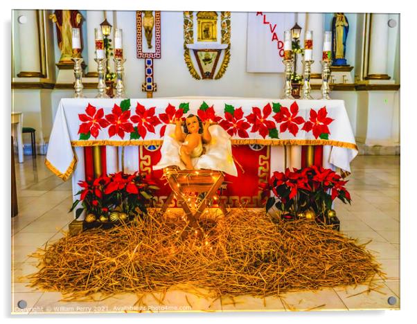 Altar Christmas Creche Mission San Jose del Cabo Anuiti Mexico Acrylic by William Perry
