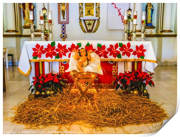 Altar Christmas Creche Mission San Jose del Cabo Anuiti Mexico Print by William Perry