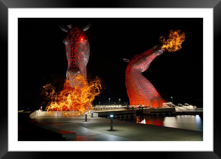  Flaming hot Kelpies, Scotland, Scottish, Horses,  Framed Mounted Print by JC studios LRPS ARPS
