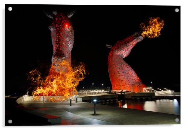  Flaming hot Kelpies, Scotland, Scottish, Horses,  Acrylic by JC studios LRPS ARPS