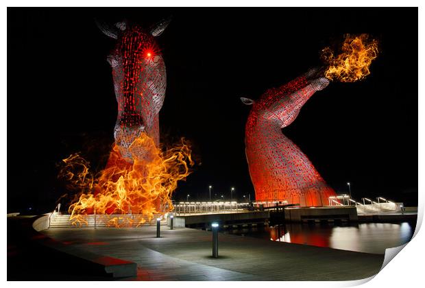  Flaming hot Kelpies, Scotland, Scottish, Horses,  Print by JC studios LRPS ARPS