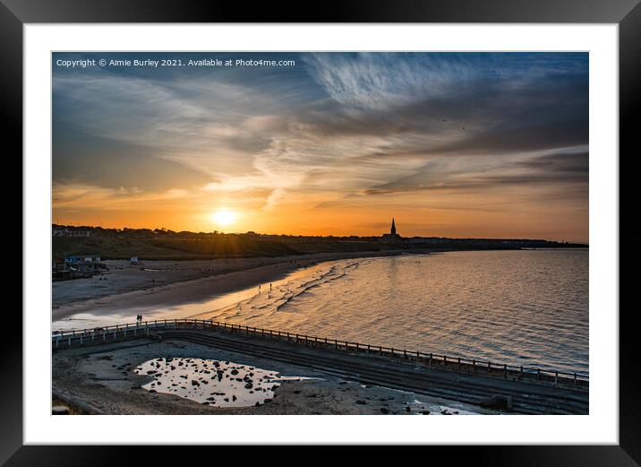 Tynemouth sunset Framed Mounted Print by Aimie Burley