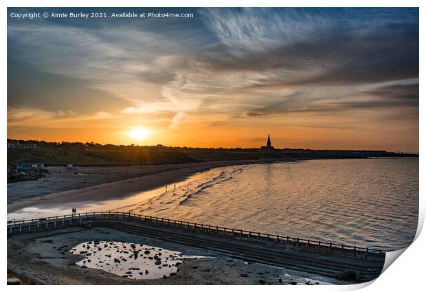 Tynemouth sunset Print by Aimie Burley