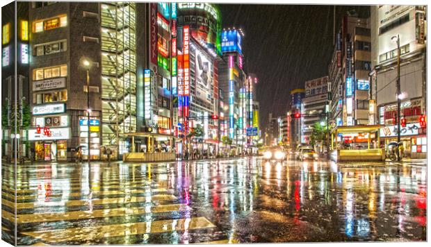 Rain In Ikebukuro Canvas Print by Clive Eariss