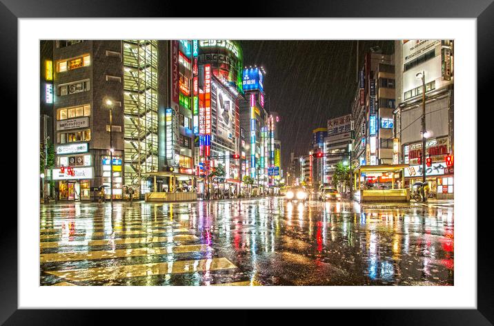 Rain In Ikebukuro Framed Mounted Print by Clive Eariss