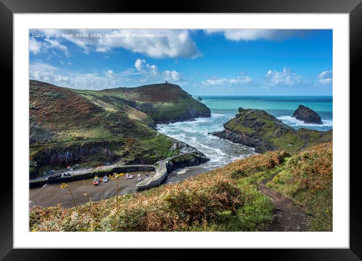 Boscastle from top of hill Framed Mounted Print by Kevin White