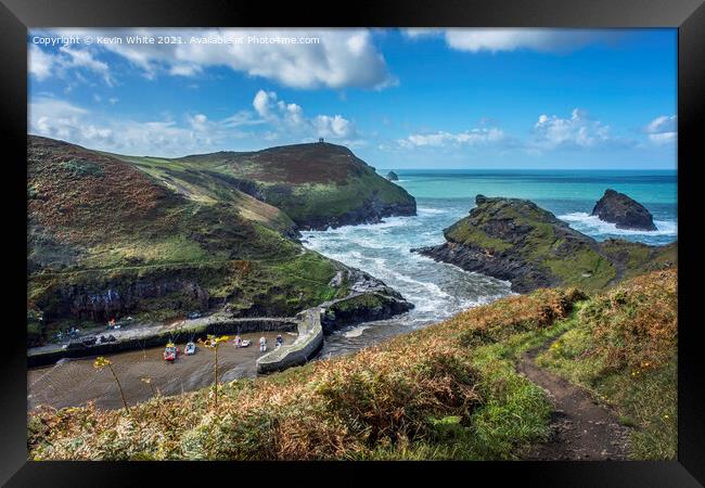 Boscastle from top of hill Framed Print by Kevin White