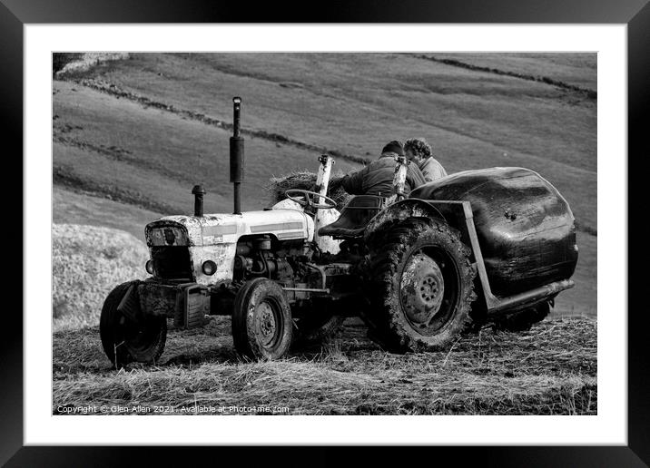 Tractor - mono Framed Mounted Print by Glen Allen