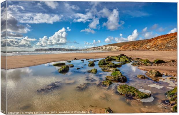 Compton Beach Rock Pools Canvas Print by Wight Landscapes