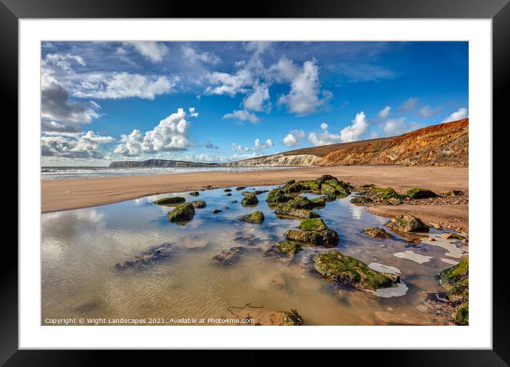 Compton Beach Rock Pools Framed Mounted Print by Wight Landscapes